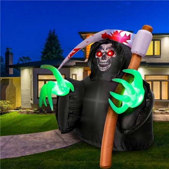 Halloween Inflatables Decorations Grim Reaper Outdoor Halloween Decor - Picture 4 of 7